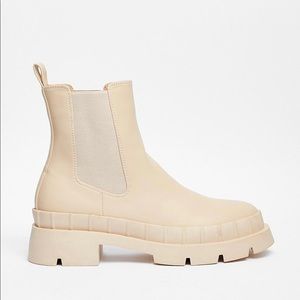 Cream Lug Chelsea Ankle Boots
